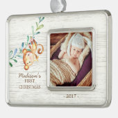 Monkey Girls Baby's First kerstfoto Ornament (Links)