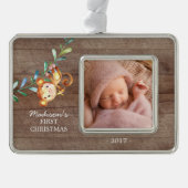 Monkey Girls Baby's First kerstfoto Ornament (Voorkant)