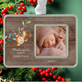 Monkey Girls Baby's First kerstfoto Ornament