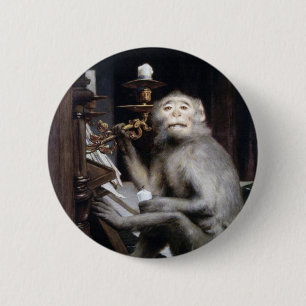 Monkey glimlachen ronde button 5,7 cm