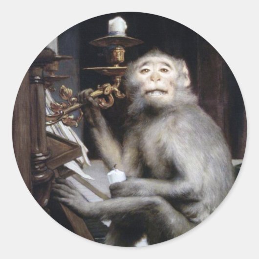 Monkey glimlachen ronde sticker (Voorkant)
