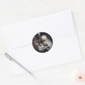 Monkey glimlachen ronde sticker (Envelop)