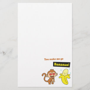 Monkey go Bananas, Cute Love Humor Briefpapier