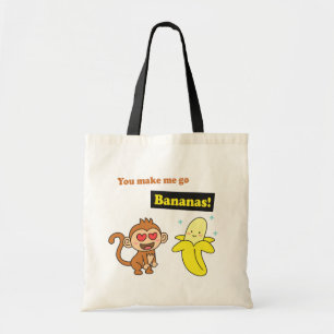 Monkey go Bananas, Cute Love Humor Tote Bag