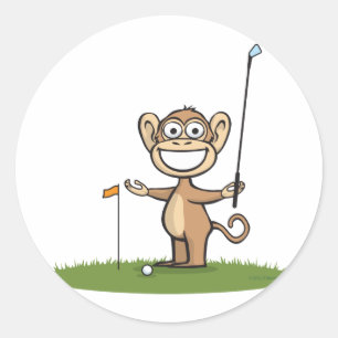 Monkey Golf Ronde Sticker