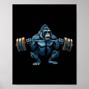 Monkey Gorilla Bodybuilding Spieren Fitness Gym 1 Poster