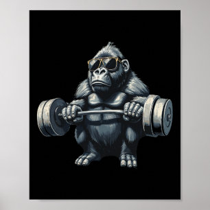 Monkey Gorilla Bodybuilding Spieren Fitness Gym Poster
