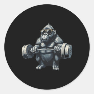 Monkey Gorilla Bodybuilding Spieren Fitness Gym Ronde Sticker