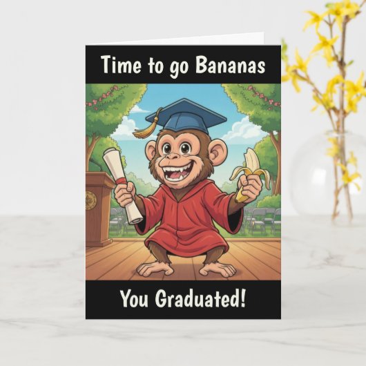 Monkey Graduation Card Kaart (Gele Bloem)