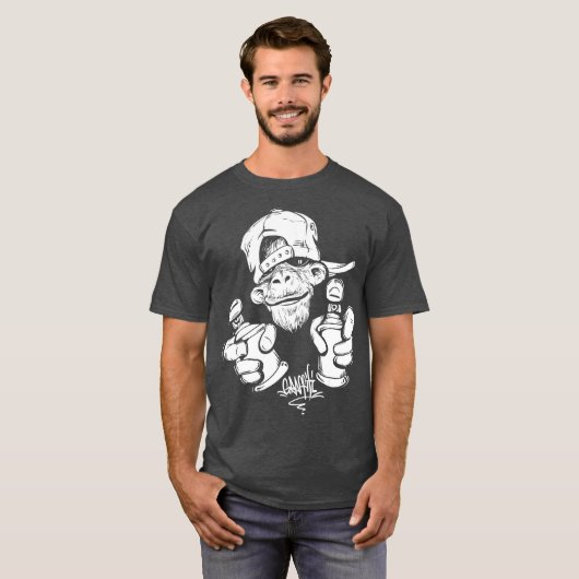 Monkey Graffiti Hip Hop Rap Music Ape Grafisch T-shirt (Voorkant volledig)