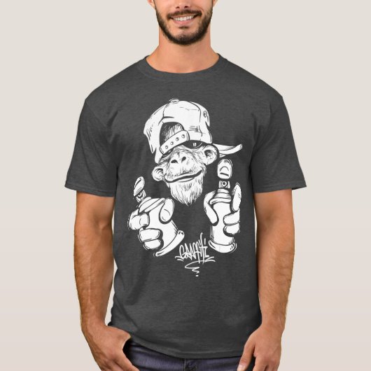 Monkey Graffiti Hip Hop Rap Music Ape Grafisch T-shirt (Voorkant)