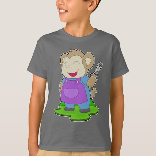 Monkey Hairdresser Schaar T-shirt (Voorkant)