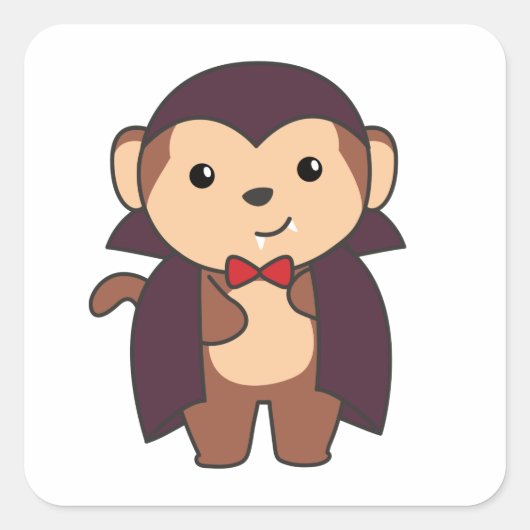 Monkey Halloween Cute Devil Kinder Vampire Costume Vierkante Sticker (Voorkant)