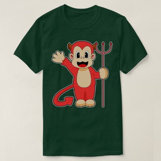 Monkey Halloween Duivel Trident T-shirt (Design voorkant)