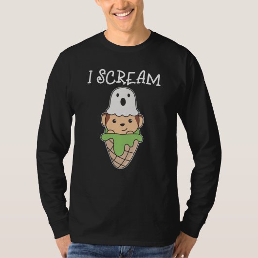 Monkey Halloween Ghost I Scream Ice Pun T-shirt (Voorkant)