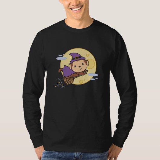Monkey Halloween Witch Kinder Witch Costume T-shirt (Voorkant)