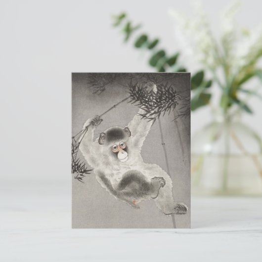 Monkey Hangen van de afdeling Bamboo door Ohara Ko Briefkaart (Staand voorkant)