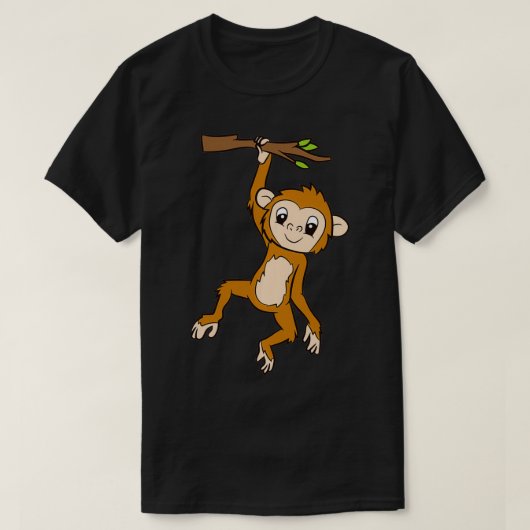 Monkey Hanging On Branch Ape Kids Cute Monkey Pull T-shirt (Design voorkant)