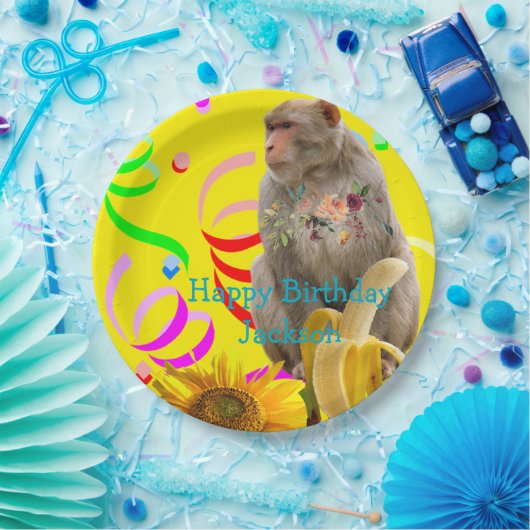 Monkey Happy Birthday Paper Borden Papieren Bordje (Feest)