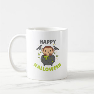 Monkey Happy Halloween Cauldron Bat Koffiemok