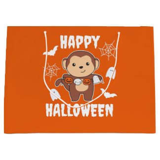 Monkey Happy Halloween Pumpkin Bat Costume Groot Cadeauzakje