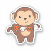 Monkey Happy Halloween Pumpkin Bat Costume Sticker (Voorkant)