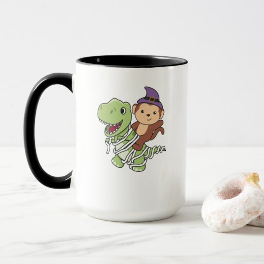 Monkey Happy Halloween T-rex Mummy Costume Mok (Met donut)