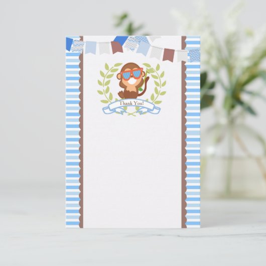 Monkey - Hartelijk dank voor uw kaartje ter gelege Bedankkaart (Staand voorkant)