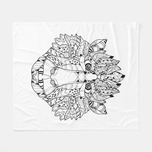 Monkey Head Doodle Fleece Deken (Voorkant (Horizontaal))