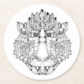 Monkey Head Doodle Ronde Kartonnen Onderzetter (Voorkant)