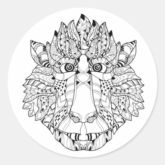 Monkey Head Doodle Ronde Sticker (Voorkant)