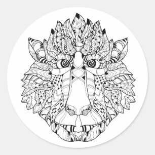 Monkey Head Doodle Ronde Sticker