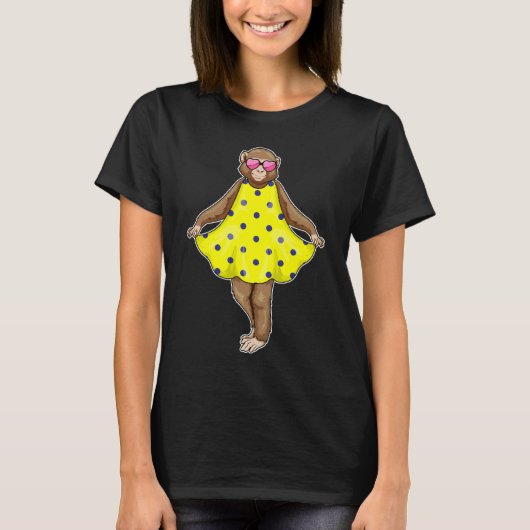 Monkey Hearts Polka Dots Jurk T-shirt (Voorkant)