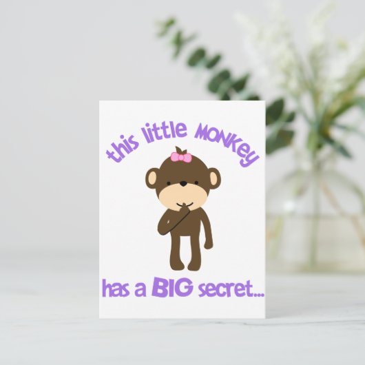 Monkey heeft een geheim groot zusje briefkaart (Staand voorkant)