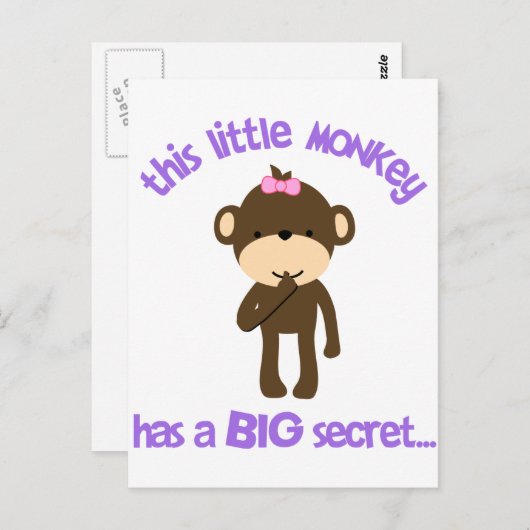 Monkey heeft een geheim groot zusje briefkaart (Voorkant / Achterkant)