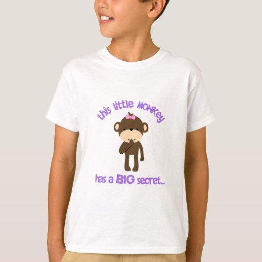 Monkey heeft een geheim groot zusje t-shirt (Voorkant)