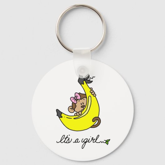Monkey Het is een Girl T-shirts en cadeautjes Sleutelhanger (Voorkant)