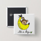 Monkey Het is een Jongen Tshirts en Gifts Vierkante Button 5,1 Cm (Voorkant /achterkant)