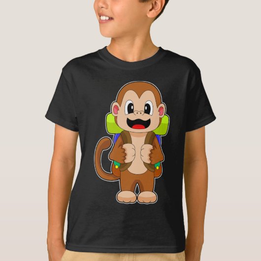 Monkey Hiker Rugzak Wandelen T-shirt (Voorkant)