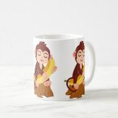 Monkey Holding Banana Cartoon Koffiemok (Voorkant rechts)