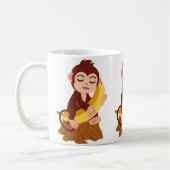 Monkey Holding Banana Cartoon Koffiemok (Links)