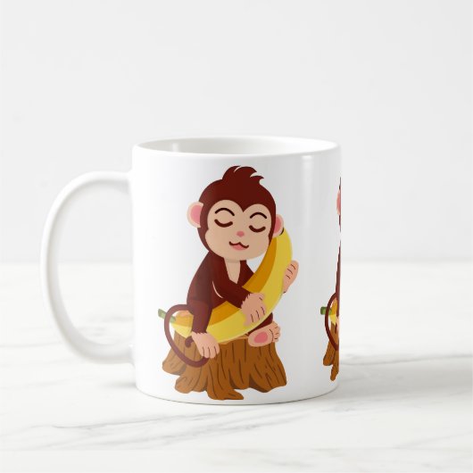 Monkey Holding Banana Cartoon Koffiemok (Links)