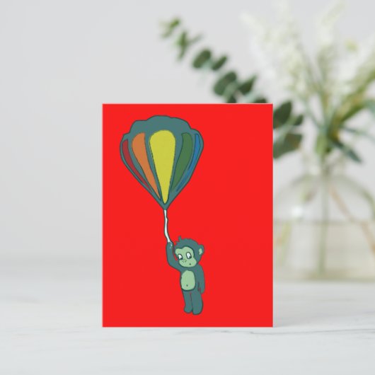 monkey hotair balloninkt briefkaart (Staand voorkant)