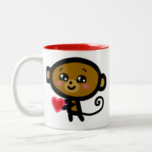 Monkey houdt van je! tweekleurige koffiemok