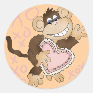 Monkey Hugs en Kisses Tshirts en Gifts Ronde Sticker