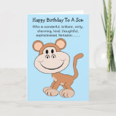 Monkey Humoureuze Son Birthday Kaart (Voorkant)