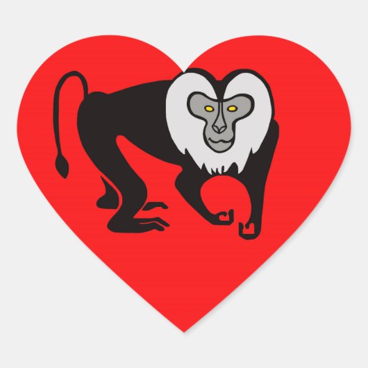 Monkey I love Lion- staartmakaken - Natuur - Rood Hart Sticker (Voorkant)