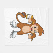 Monkey Ice hockey Ice hockey stick Fleece Deken (Voorkant (Horizontaal))