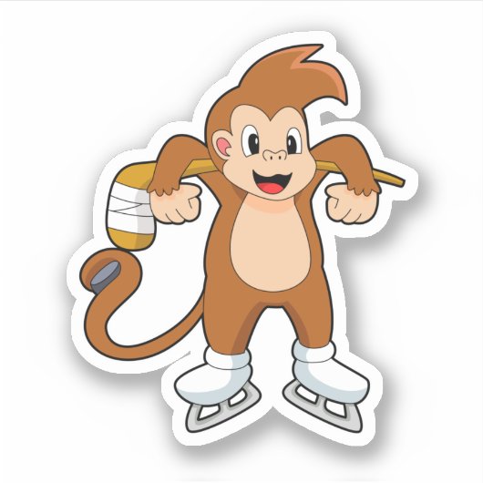 Monkey Ice hockey Ice hockey stick Sticker (Voorkant)