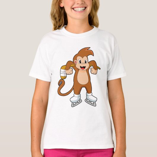 Monkey Ice hockey Ice hockey stick T-shirt (Voorkant)